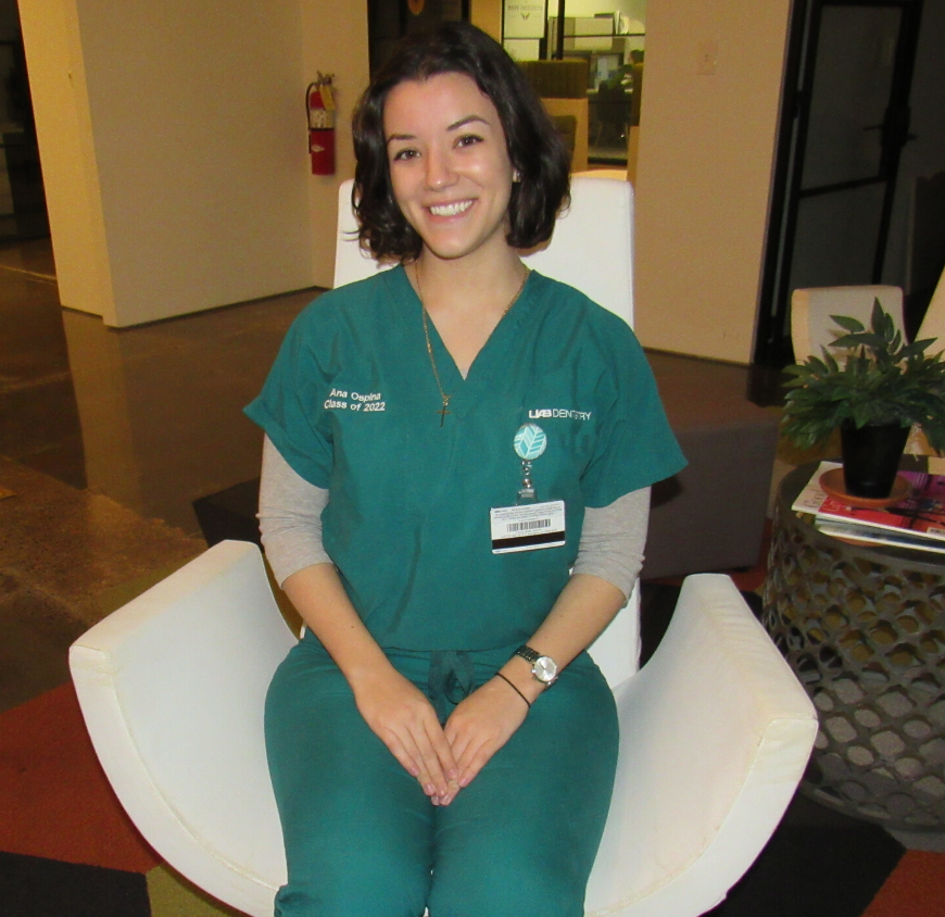 2020 Alabama Schweitzer Fellow Ana Ospina, sitting face forward in a chair.